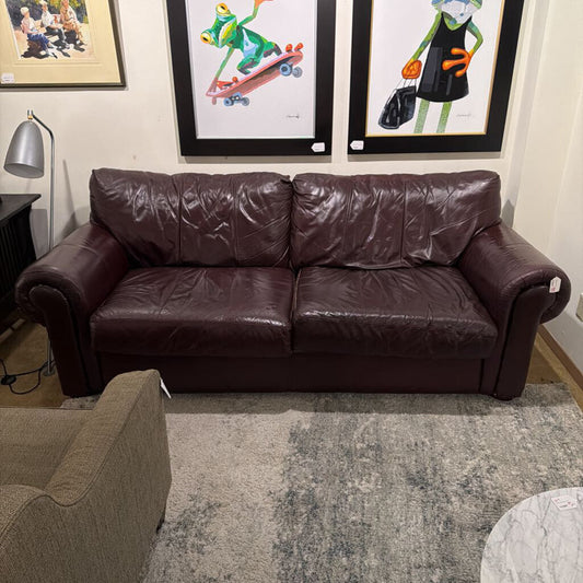 Bordeaux Rolled Arm Leather Sofa