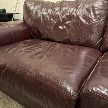 Bordeaux Rolled Arm Leather Sofa