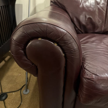 Bordeaux Rolled Arm Leather Sofa