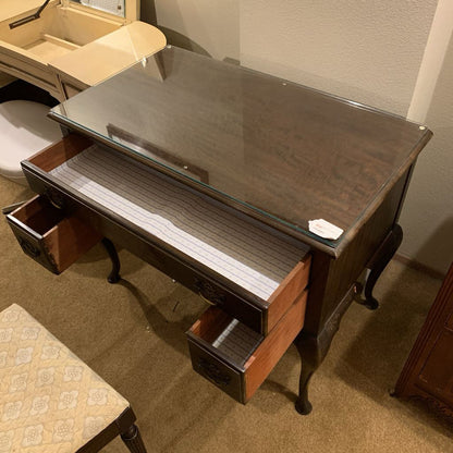 1920's Vanity Desk w/ Glass Top and Chair