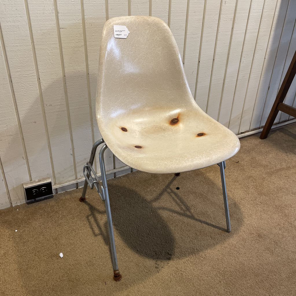 Herman Miller White Fiberglass Side Chair AS IS