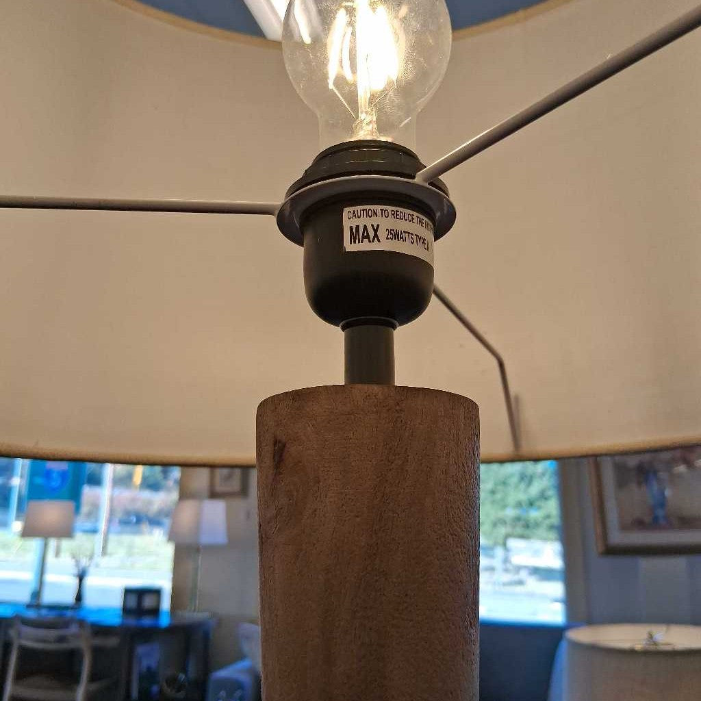 Dark Natural Wood Turned Floor Lamp