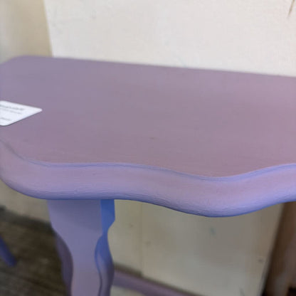 Purple children's desk with a white wall in the background