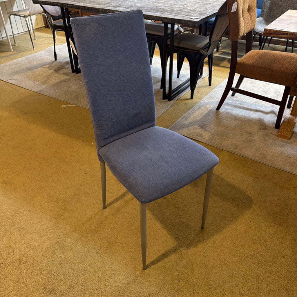 Blue Upholstered Metal Leg Dining Chair