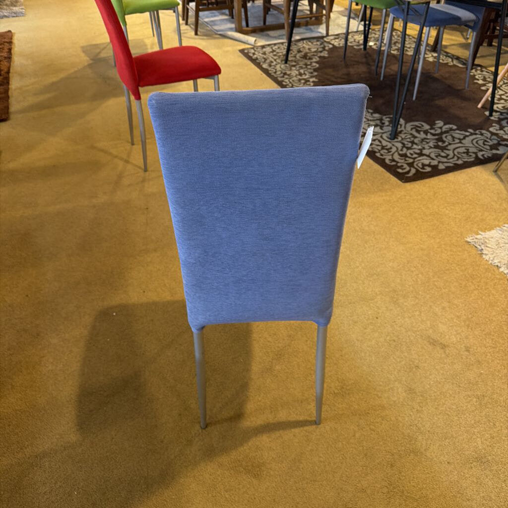Blue Upholstered Metal Leg Dining Chair