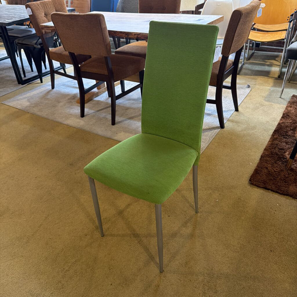 Green Upholstered Metal Leg Dining Chair