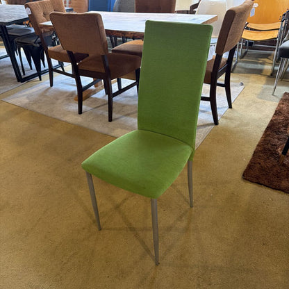 Green Upholstered Metal Leg Dining Chair
