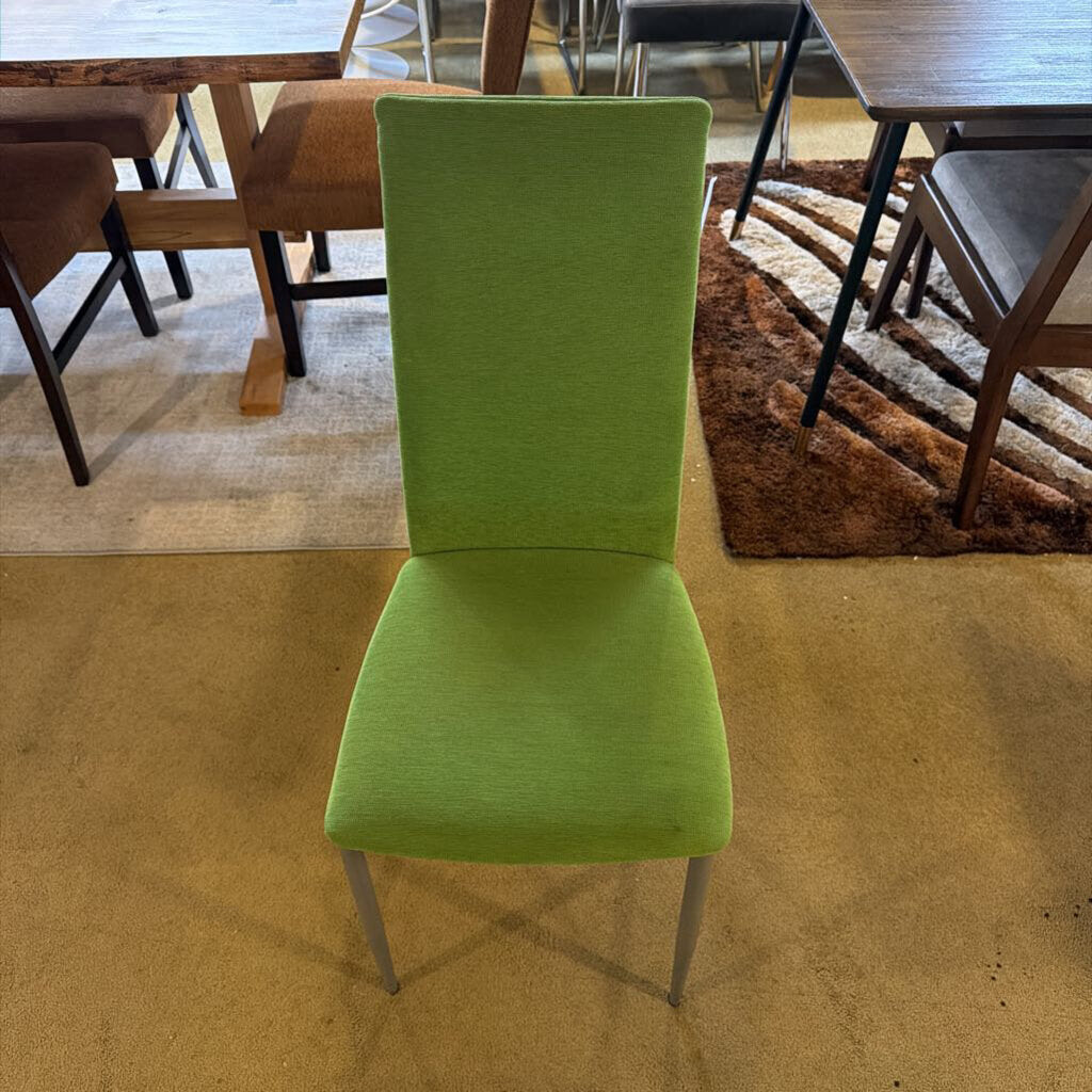 Green Upholstered Metal Leg Dining Chair