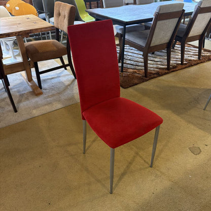 Red Upholstered Metal Leg Dining Chair