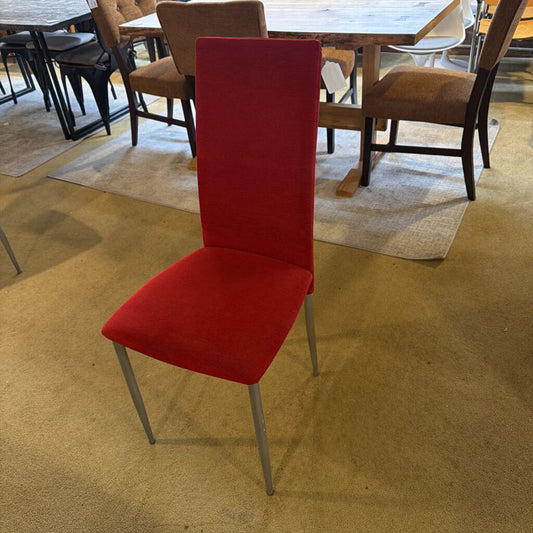 Red Upholstered Metal Leg Dining Chair