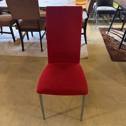 Red Upholstered Metal Leg Dining Chair