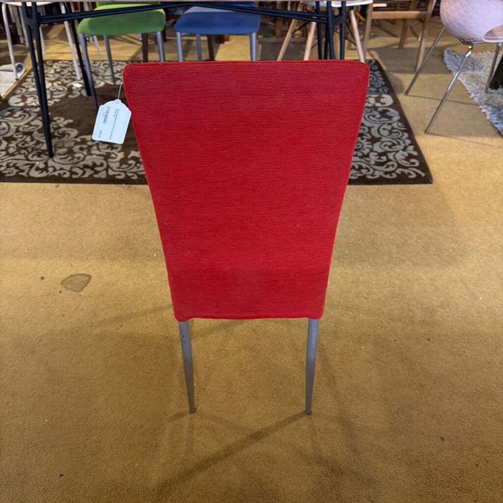 Red Upholstered Metal Leg Dining Chair