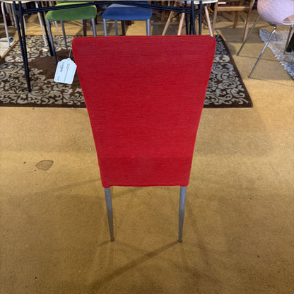 Red Upholstered Metal Leg Dining Chair
