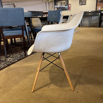 White Molded Mod Chair with Blond Legs