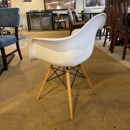 White Molded Mod Chair with Blond Legs