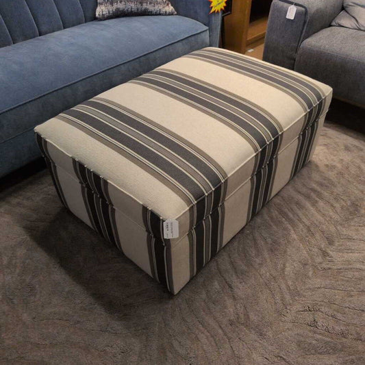 Bassett Furniture Striped Storage Ottoman w/ Wheels
