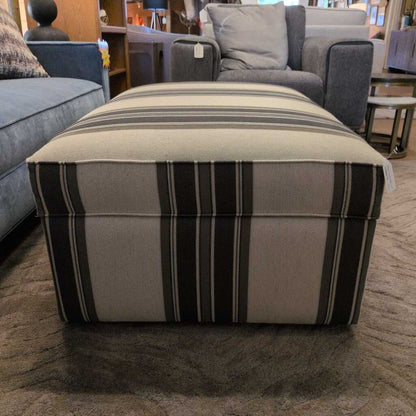 Bassett Furniture Striped Storage Ottoman w/ Wheels