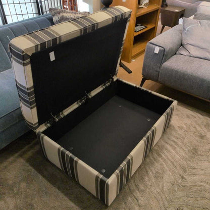 Bassett Furniture Striped Storage Ottoman w/ Wheels