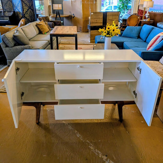 West Elm Gloss White 2 Door 3 Drawer Buffet