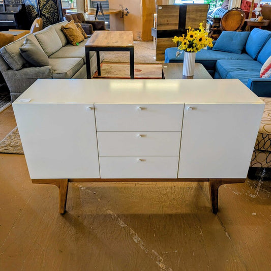 West Elm Gloss White 2 Door 3 Drawer Buffet