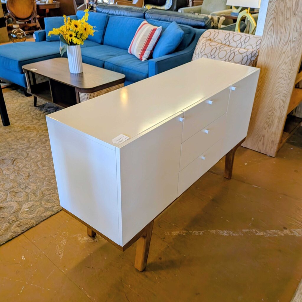 West Elm Gloss White 2 Door 3 Drawer Buffet