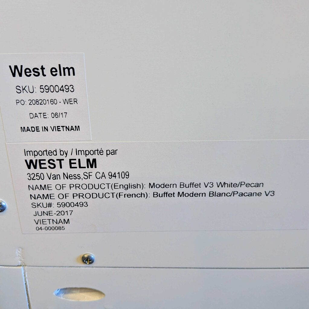 West Elm Gloss White 2 Door 3 Drawer Buffet