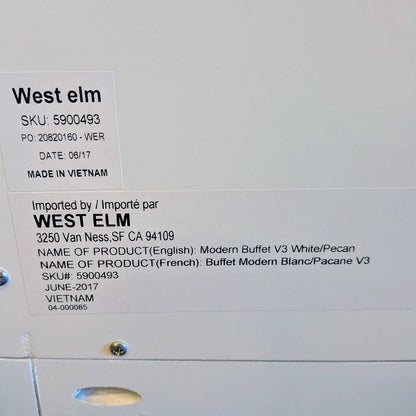 West Elm Gloss White 2 Door 3 Drawer Buffet