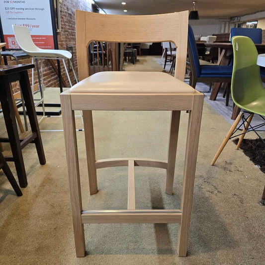 CASE Tan Leather Seat Wooden Stool