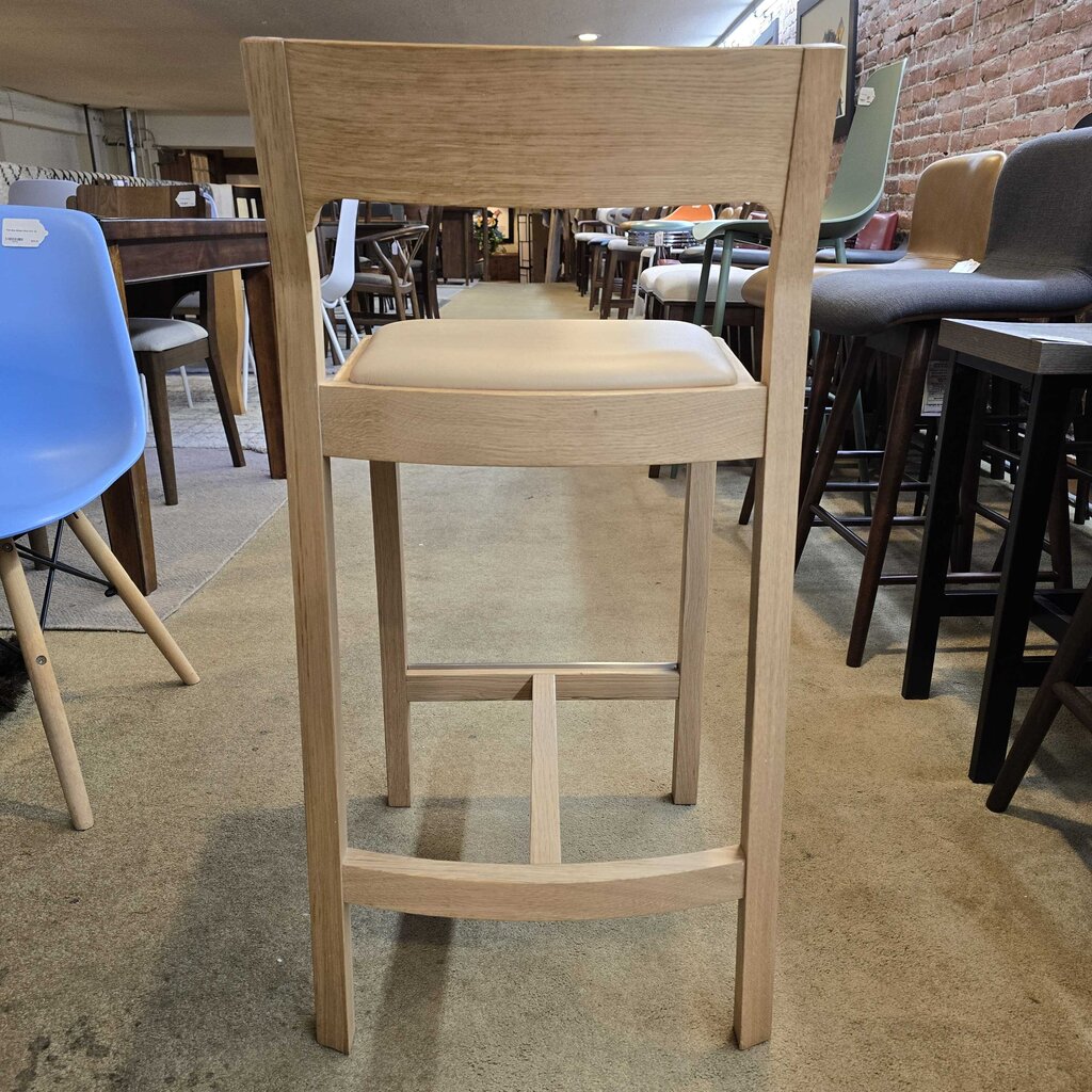 CASE Tan Leather Seat Wooden Stool