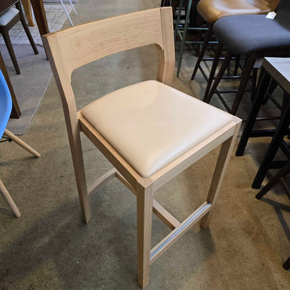 CASE Tan Leather Seat Wooden Stool