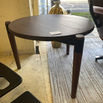 Round Dark Wood Side Table