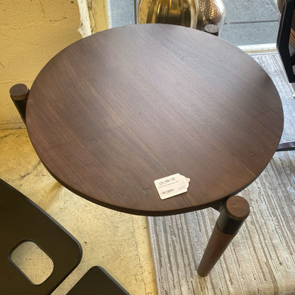 Round Dark Wood Side Table
