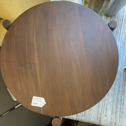 Round Dark Wood Side Table