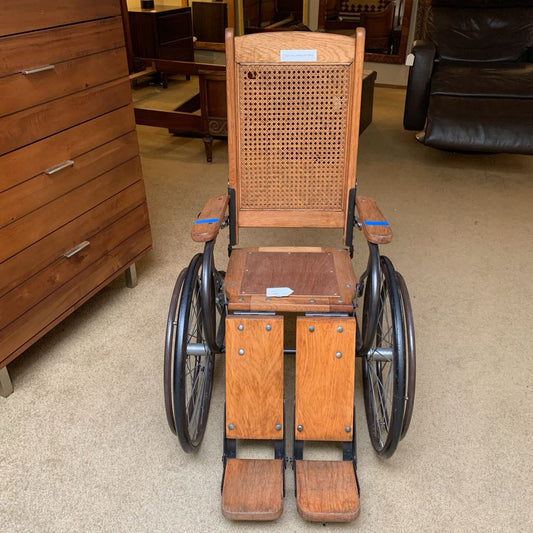 Vintage Wood & Rattan Wheelchair