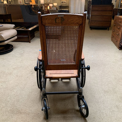Vintage Wood & Rattan Wheelchair