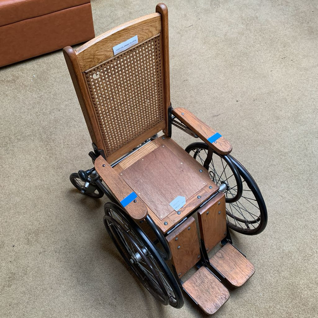 Vintage Wood & Rattan Wheelchair