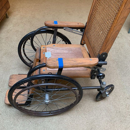 Vintage Wood & Rattan Wheelchair