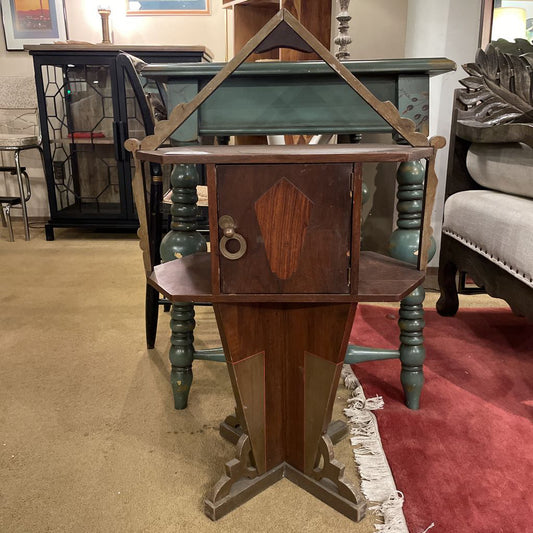 Charming Wood Smoking Table with Shield Design C SIDE TABLES