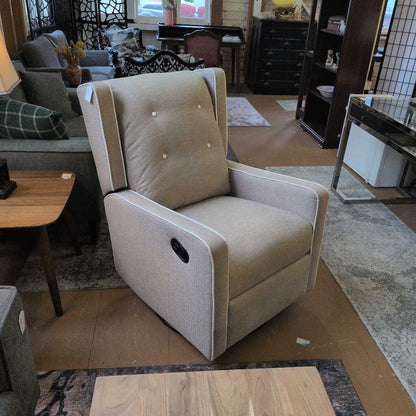 Beige recliner chair in a room with furniture and decor