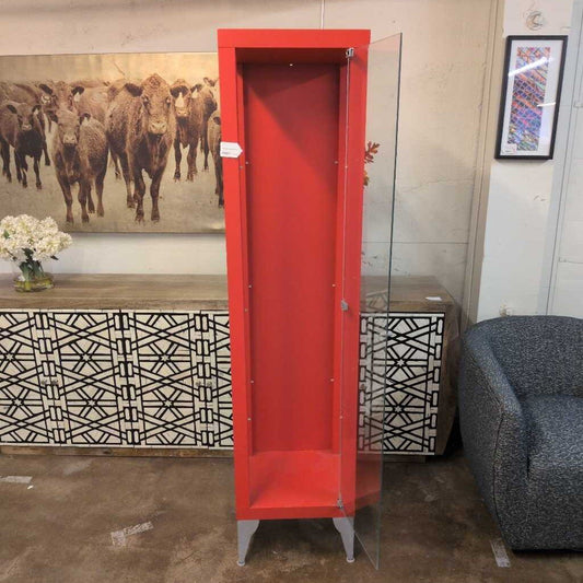 Red Cabinet w/ Glass Shelves