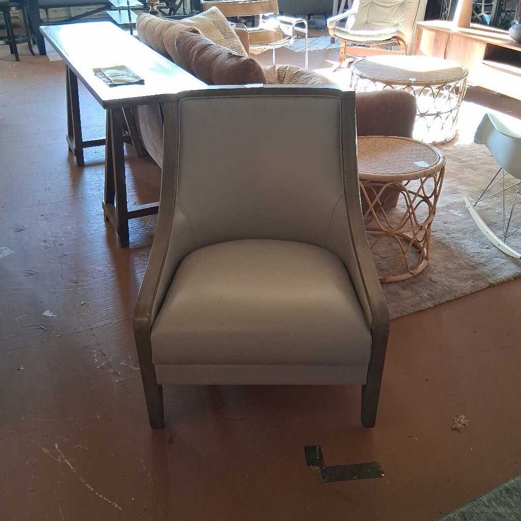 Wood Trim Leather Accent Chair