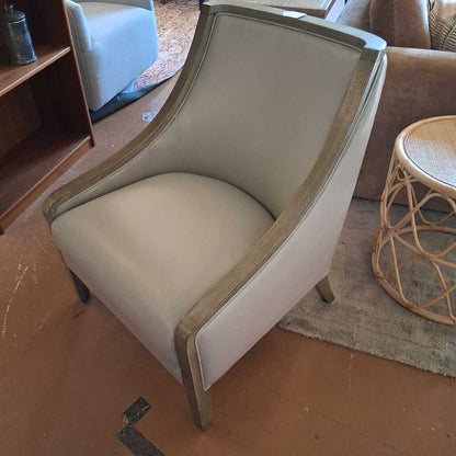 Wood Trim Leather Accent Chair