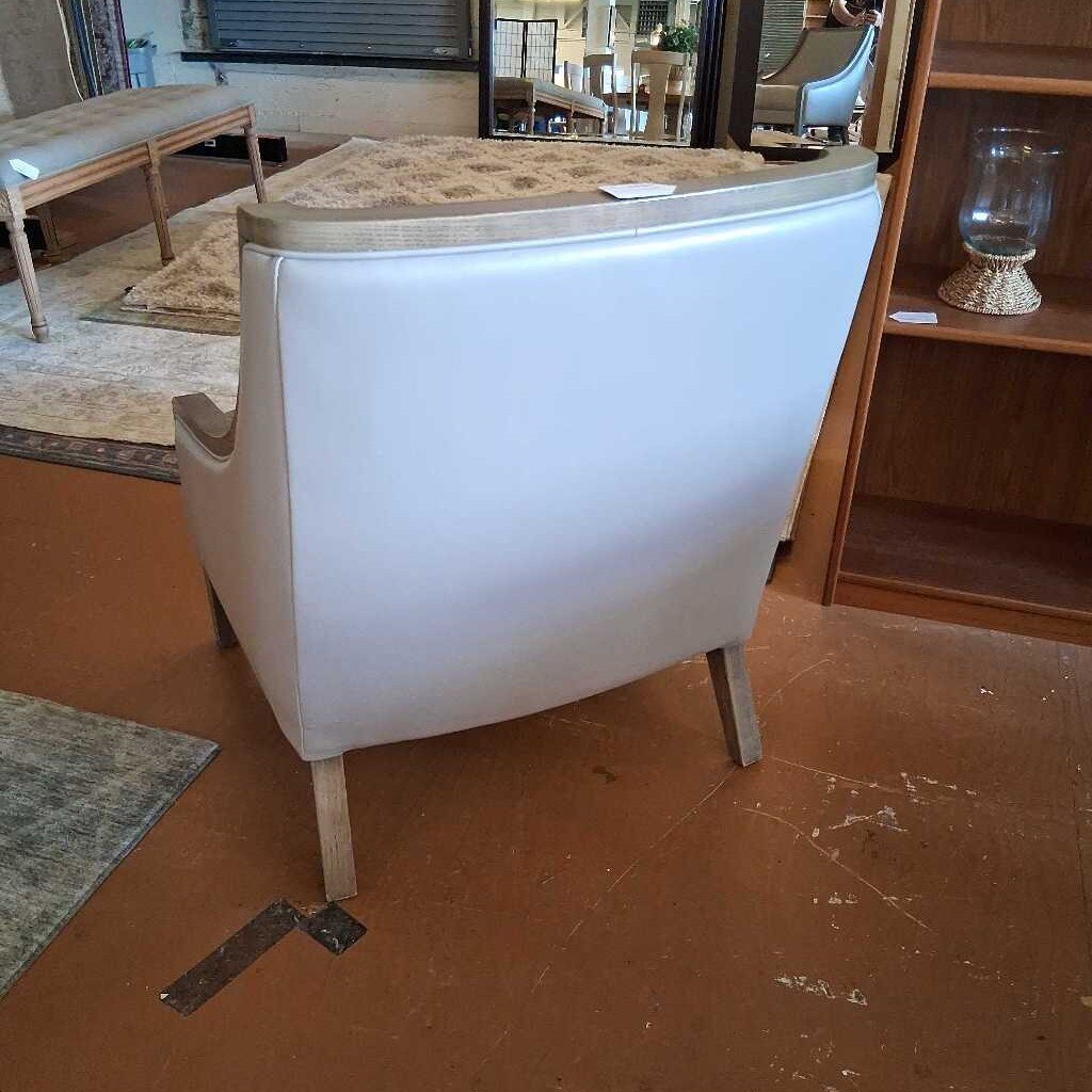 Wood Trim Leather Accent Chair