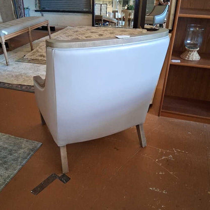 Wood Trim Leather Accent Chair