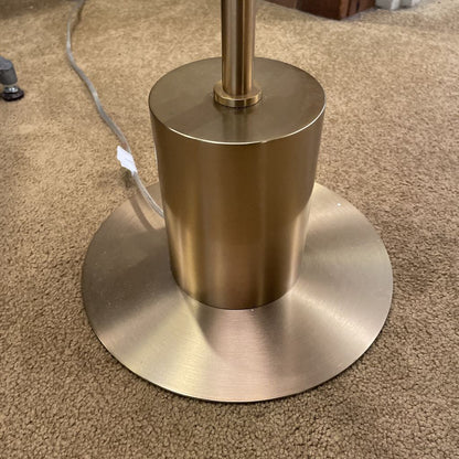 MCM Style Brass Base Glass Saucer Shade Floor Lamp