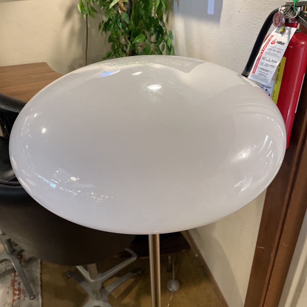 MCM Style Brass Base Glass Saucer Shade Floor Lamp
