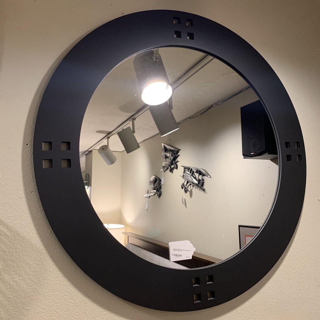 Japanese Round Circular Mirror w/ Square Holes
