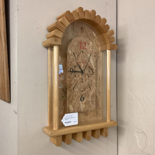 WOOD PECKER Blonde Wood Clock UNIQUE FINDS