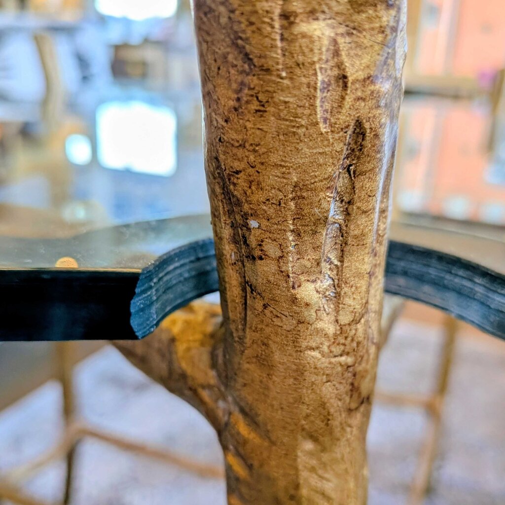 Close-up of a tree trunk with a blurred indoor background