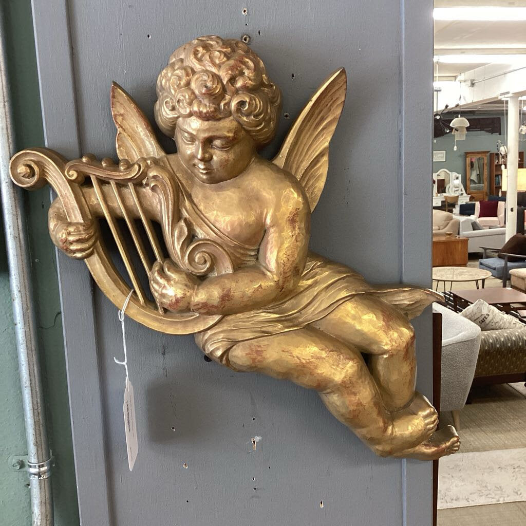 Cherub w/Harp Decor